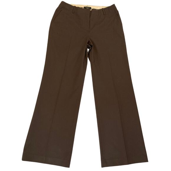 Talbots Heritage Wide Leg Womens  Pants Size 12 Trending Coco Brown Dress Pants - Picture 14 of 15